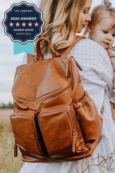 Faux Leather Nappy Backpack Tan Little Smiles Fashion