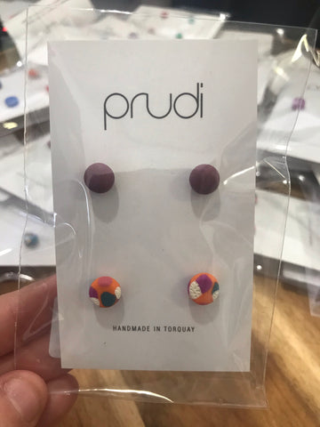 Purple & Fluro orange kids earrings 2 pack
