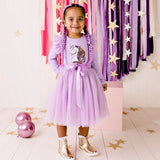 Unicorn Sequin L/S Tutu Dress- Lavender AW24