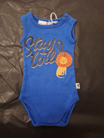 Wild Lion Sleeveless Bodysuit- Blue