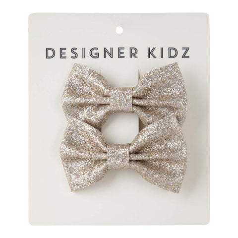 GLITTER BOW HAIR CLIP PACK - GOLD SS24