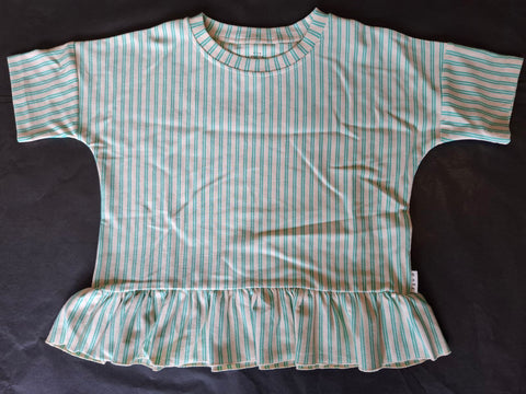 Turquoise Stripe Rib Boxy Tee AW22