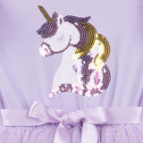 Unicorn Sequin S/S Tutu Dress- Lavender