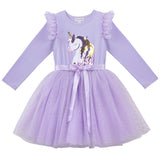 Unicorn Sequin L/S Tutu Dress- Lavender AW24