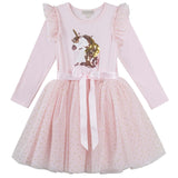 Unicorn Sequin L/S Tutu Dress- Pink AW24