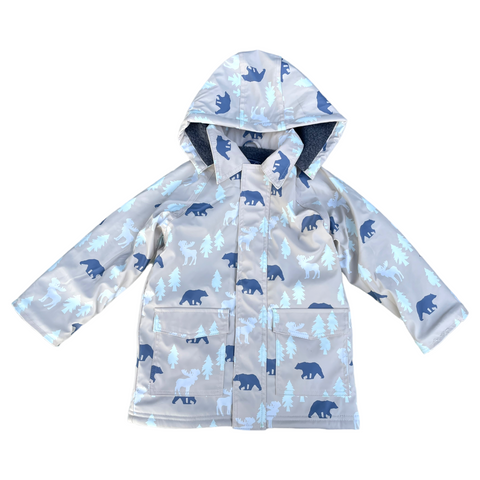 Bear Print Colour Change Sherpa Lined Raincoat Tapioca AW24