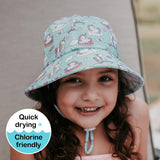 Girls Ponytail Swim Bucket Hat- Unicorn SS23