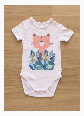 Jungle Cat Short Sleeve bodysuit- Pink