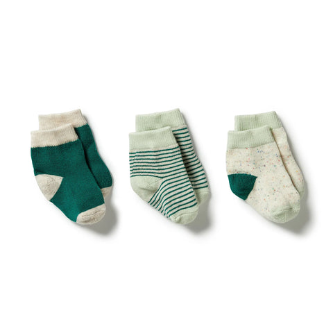 3 Pack Baby Socks- Deep Sea/ Pistachio/ Oatmeal AW23