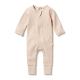 Rose Organic Stripe Rib Zipsuit with feet AW23