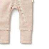 Rose Organic Stripe Rib Zipsuit with feet AW23