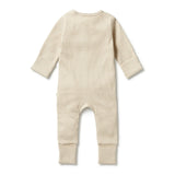 Nougat Organic Stripe Rib Zipsuit with feet AW23