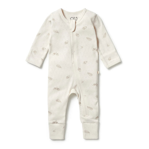 Little Acorn Organic Pointelle Zipsuit with feet AW23