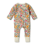 Birdy Floral Organic Zipsuit with feet AW23