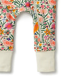 Birdy Floral Organic Zipsuit with feet AW23