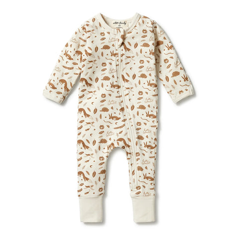 Hello World Organic Zipsuit with feet AW23