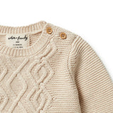 Oatmeal Melange Knitted Cable Jumper AW23