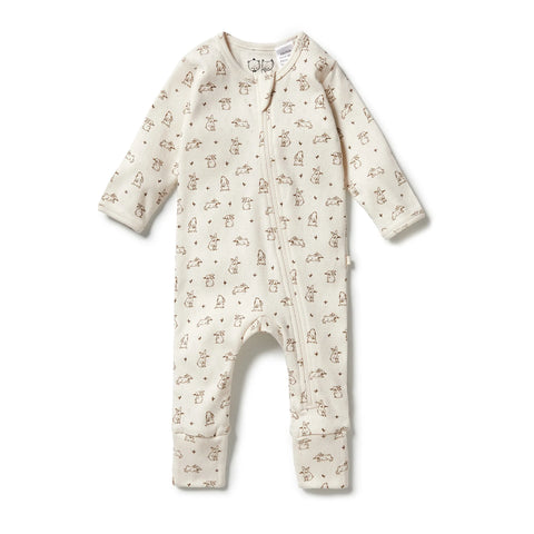 Bunny Love Organic Pointelle Zipsuit with feet AW23
