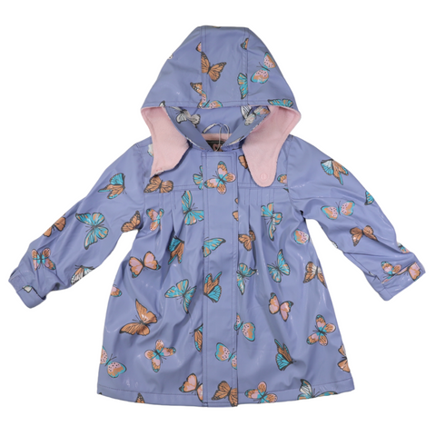 Butterfly Colour Change Terry Towelling Lined Raincoat Blue Heron AW24