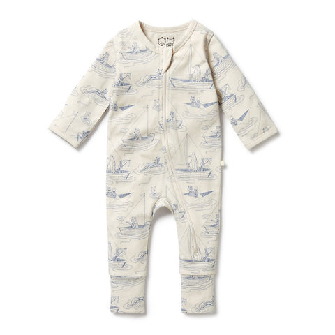 Sail Away Organic Zipsuit with Feet AW24