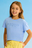 Cotton Embroidery Crop Tee- Sky Blue AW25