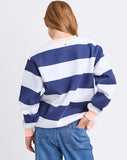 Contrast Stripe Crew- Navy AW25