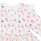 Dancing Unicorn Print Dress- Cream AW25