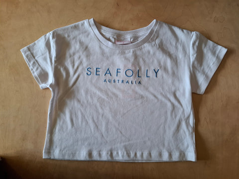 Cotton Embroidery Crop Tee- White AW25