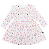 Dancing Unicorn Print Dress- Cream AW25