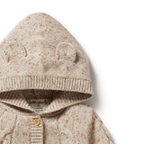 Almond Fleck Knitted Cable Jacket- Almond Fleck AW24