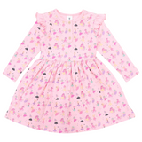 Dancing Unicorn Print Dress- Pink AW25