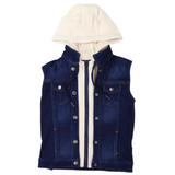 Denim Vest with Hood Dark Wash SS24