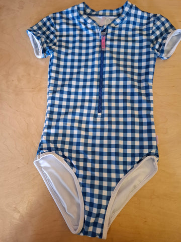 Gingham Paddlesuit- Blue Lottie AW25
