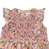 Hand Smocked Floral Dress with frill pink SS24