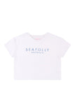 Cotton Embroidery Crop Tee- White AW25