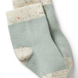 Mint Green, Cactus, Smoke Blue Organic 3 pack baby socks AW24