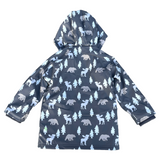 Bear Print Colour Change Sherpa Lined Raincoat Charcoal AW24