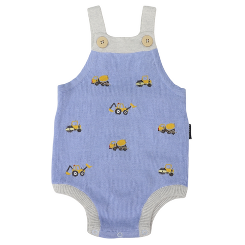 Trucks & Diggers Embroidered Knit Sunsuit Blue SS24