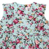 Floral Dress with frill Aqua SS24