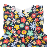 Flower Print Woven Frill Dress Navy SS24