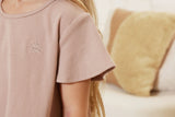 Taupe Rib Flutter Tee SS24