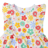 Flower Print Woven Frill Dress Cloud SS24