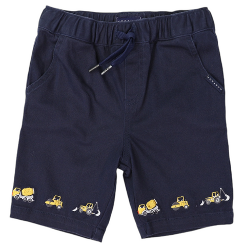 Trucks and Diggers Embroidered  Twill Short Navy SS24