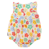 Flower Print  Woven Frill Sunsuit Cloud SS24