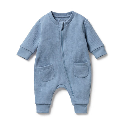 Storm Blue Organic Quilted Growsuit AW24