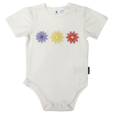 Flower Appliqued Bodysuit- Cloud SS24