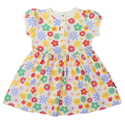 Flower Print Cotton Dress Cloud SS24