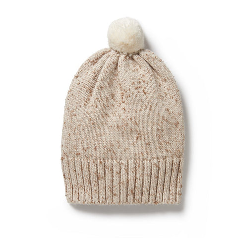 Almond Fleck Knitted Hat- Almond Fleck AW24