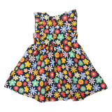 Flower Print Woven Frill Dress Navy SS24