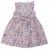 Hand Smocked Floral Dress with Frill Beige SS24